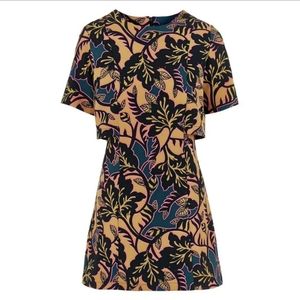 TOPSHOP Women's Black Leaf Print Overlay Dress